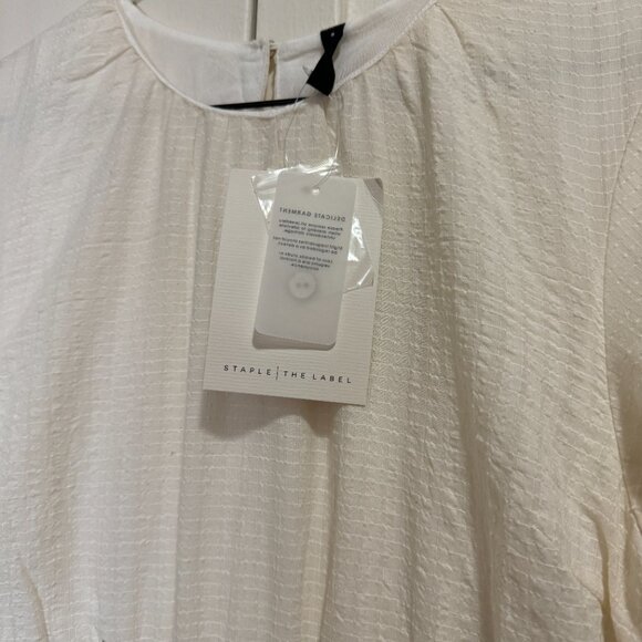STAPLE THE LABLE | NWT | cream clinched waist tiered midi dress | SIZE M - Picture 4 of 6